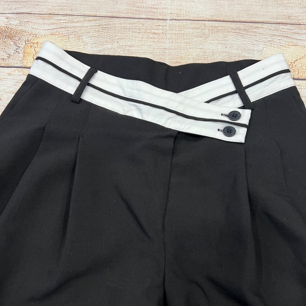 NIA Black Wide‎ Leg Palazzo Pants High Waist Pleated Button Detail Size S - Picture 2 of 10